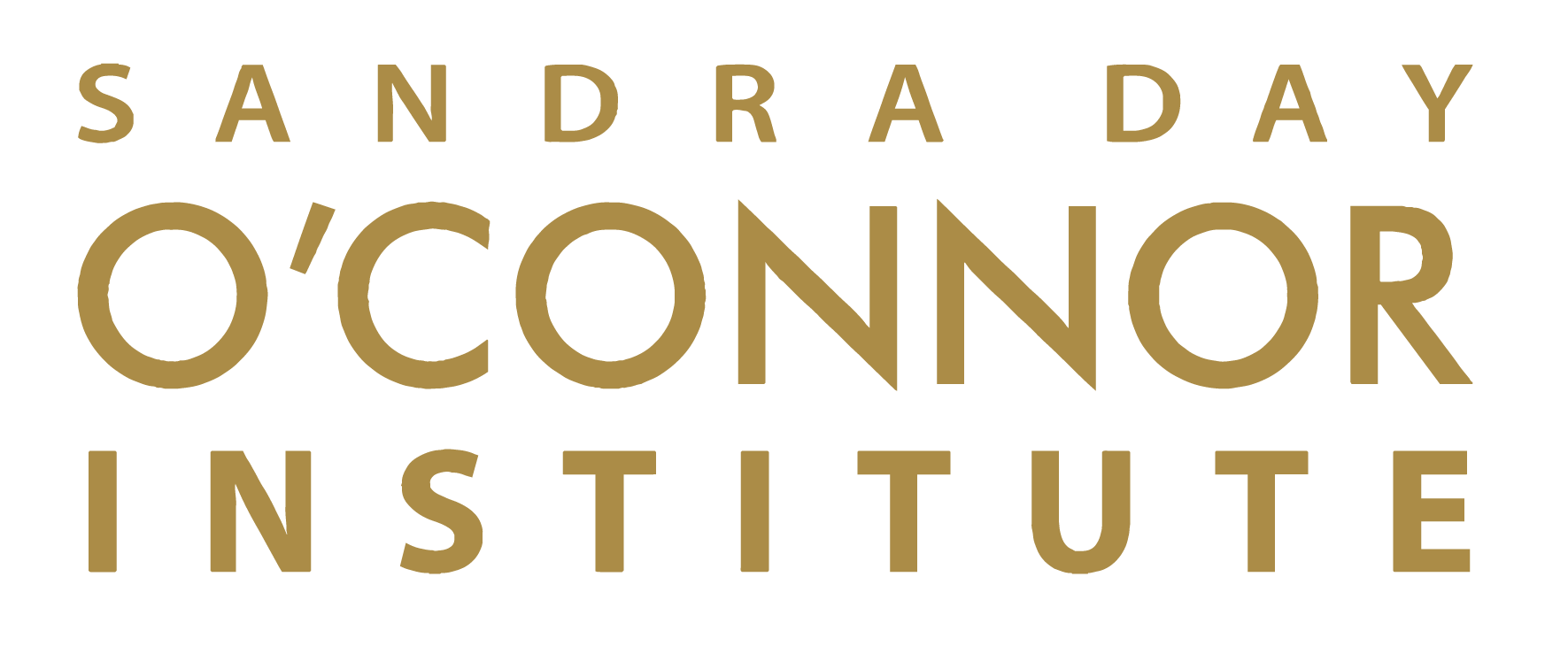 Logo for the Sandra Day O'Connor Institute, with the organization's name written in uppercase gold letters on a white background.